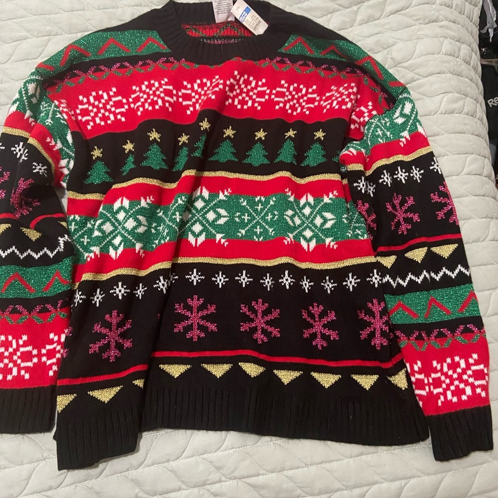 Festive Holiday Sweater - Red, Green, Black